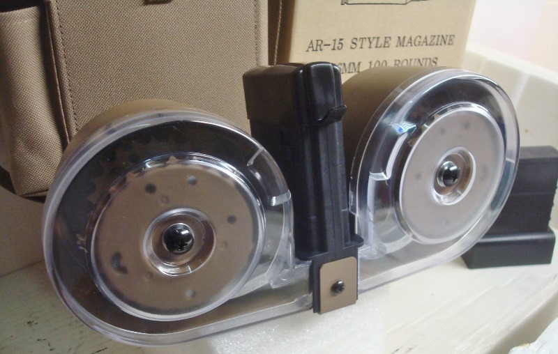 AR15 RWB - .223 or 5.56 100 round Tan Drum Magazine - Click Image to Close